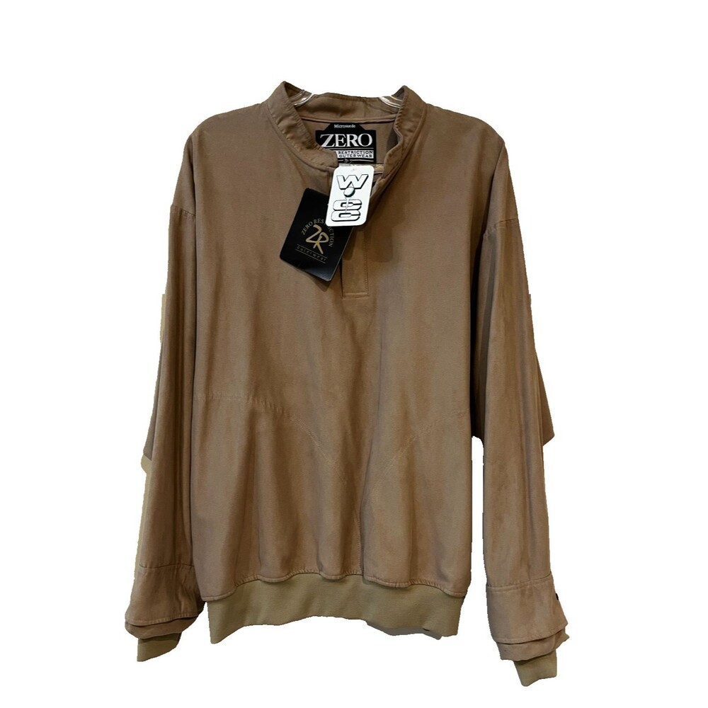 Zero Restriction NEW Golf Outerwear Jacket Mens Size L Camel Pullover Microsuede